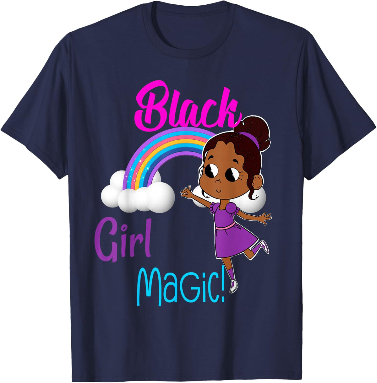 Black Girl Magic Melanin Pride African American T-Shirt - Navy Blue