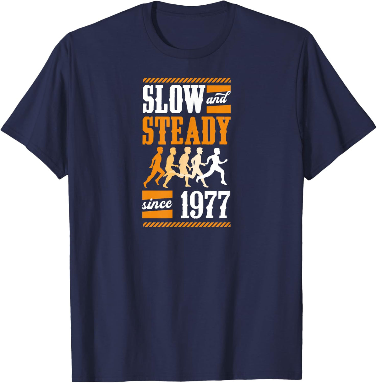 Slow and Steady Since 1977 Birthday Year Cross Country T-Shirt - Navy Blue