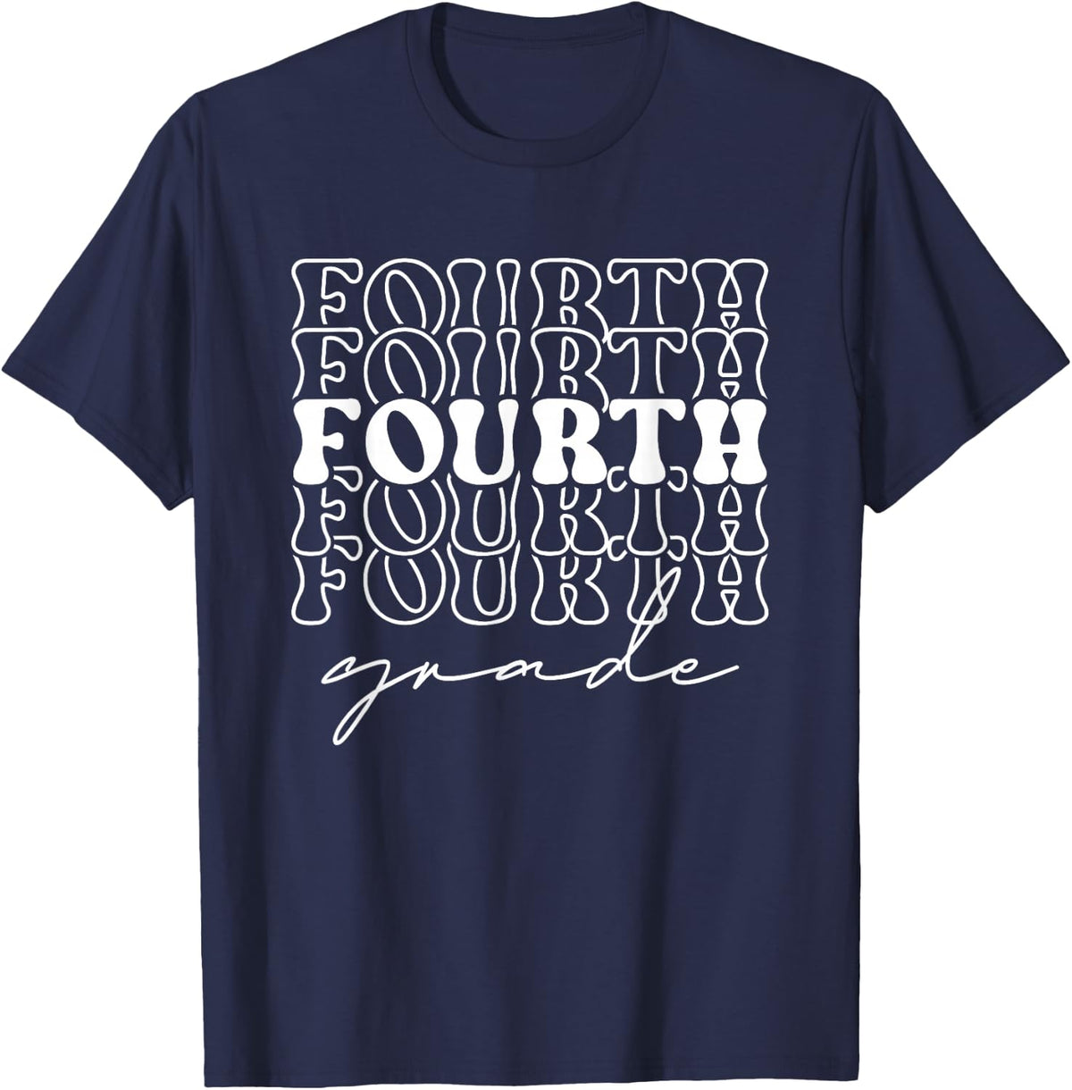Fourth Grade Groovy Teachers Students Welcome Back to School T-Shirt - Navy Blue