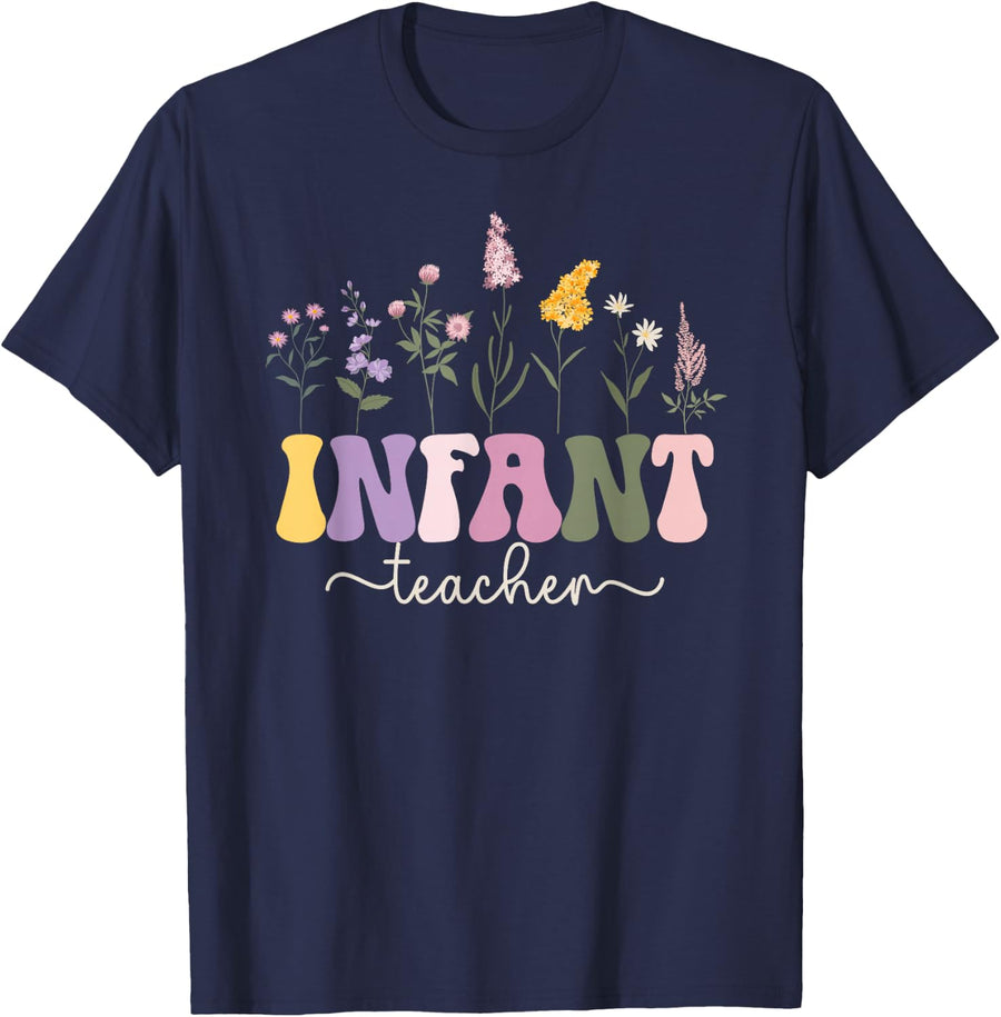 Groovy Infant Teacher Appreciation Infant Teaching T-Shirt - Navy Blue