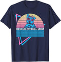 Pitbull Mom Pit Bull Retro Rescue Pitbull Mom T-Shirt - Navy Blue