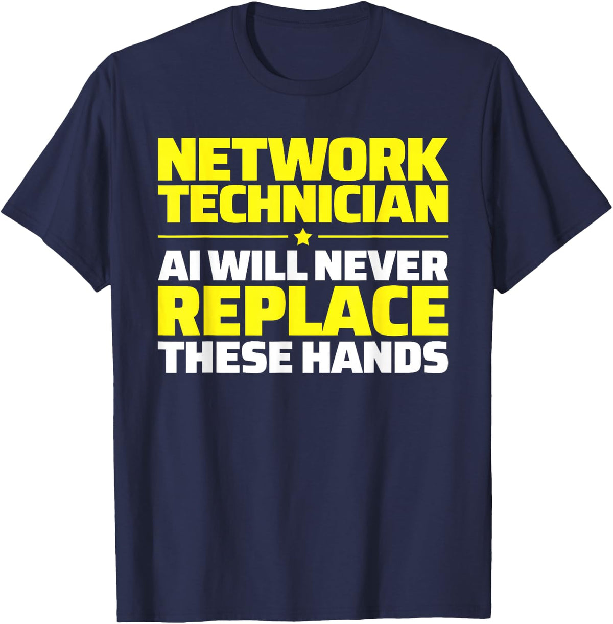 Network Technician Never Replace T-Shirt - Navy Blue