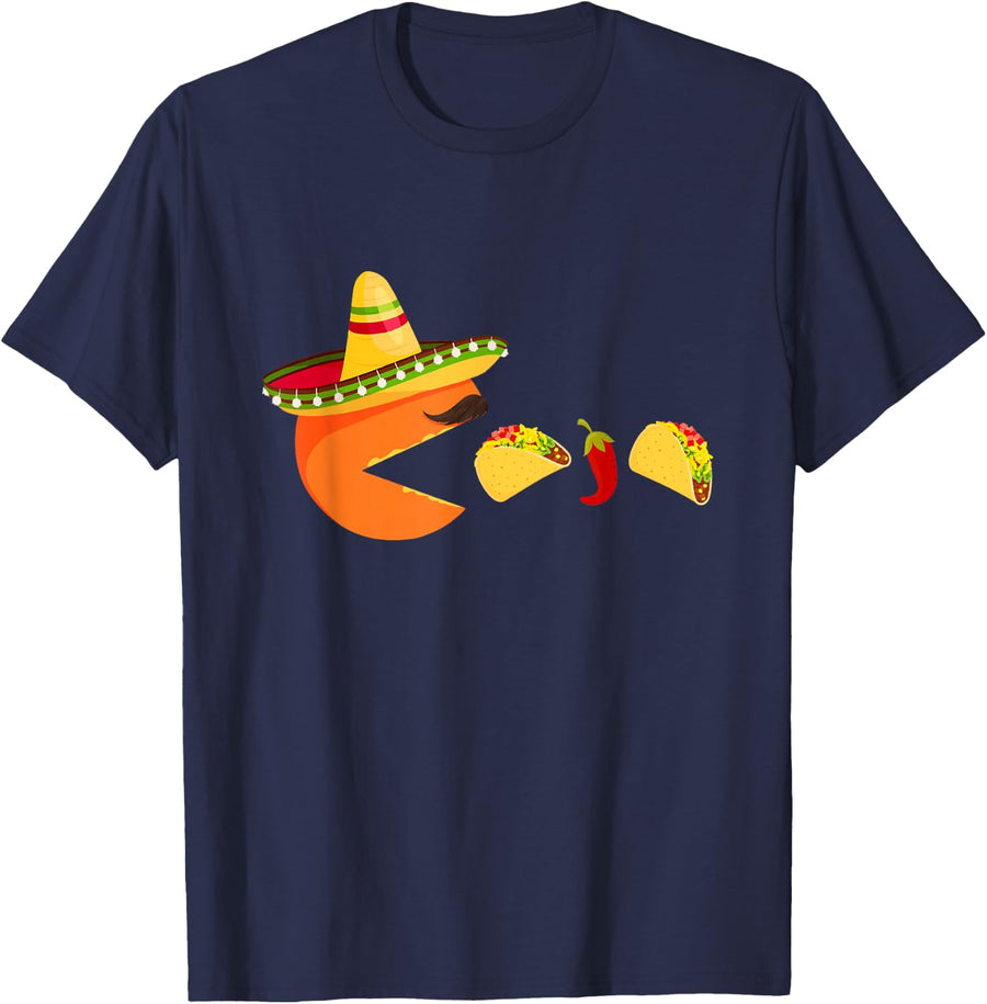 Cinco De Mayo For Men Women Funny Eating Tacos T-Shirt - Navy Blue