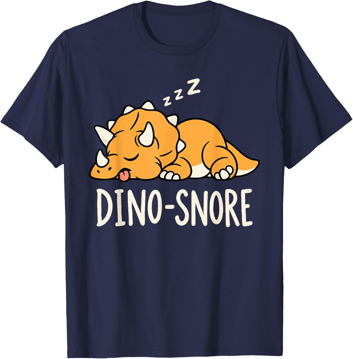 Dino Snore Funny Triceratops Dinosaur Pajamas Men Women Kids T-Shirt - Navy Blue