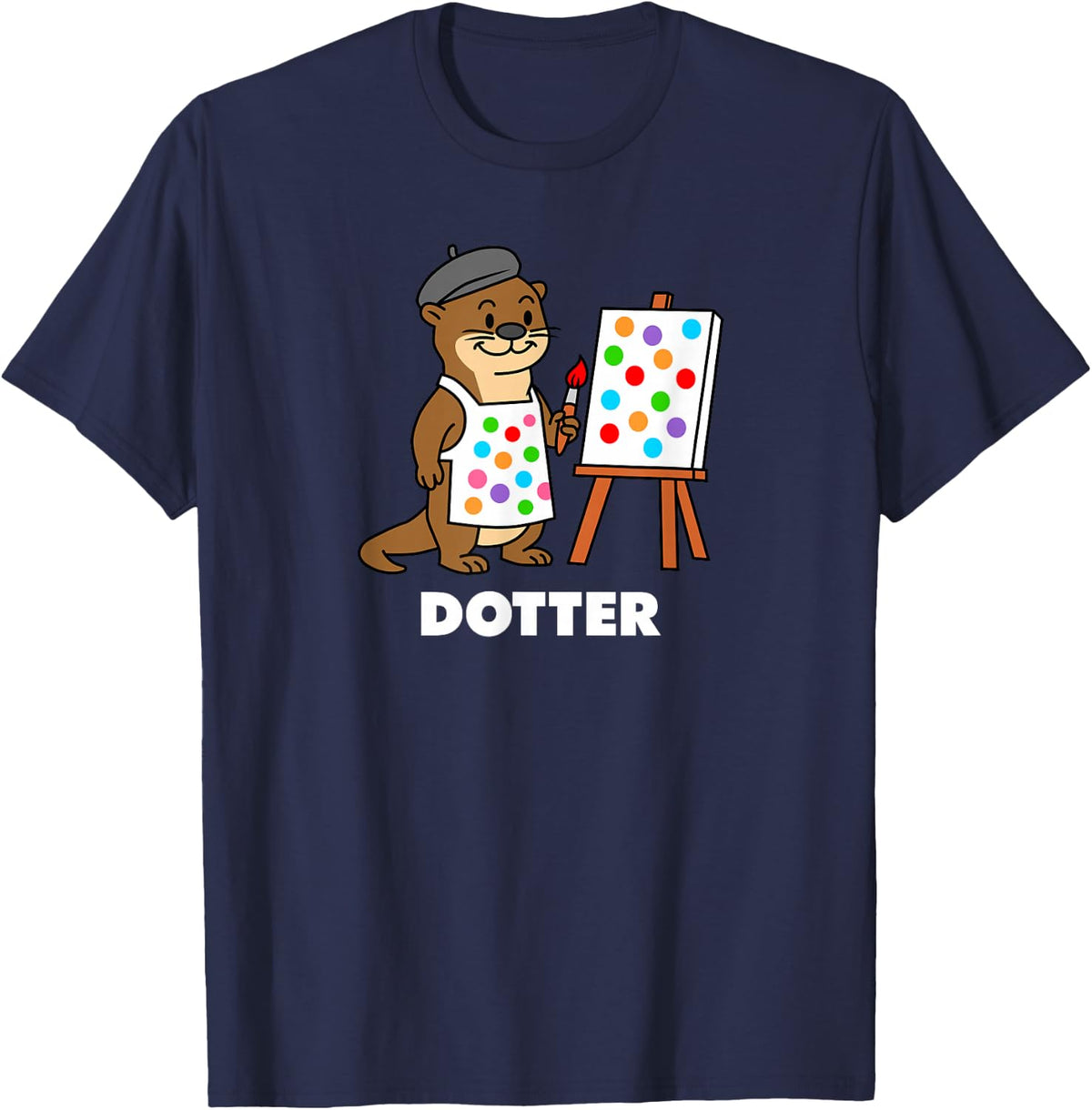 Happy Dot Day Otter Dotter Funny Pun Sea Animal T-Shirt - Navy Blue
