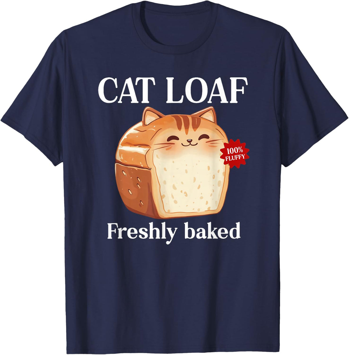 Cat Loaf Of Bread Funny Cat T-Shirt - Navy Blue