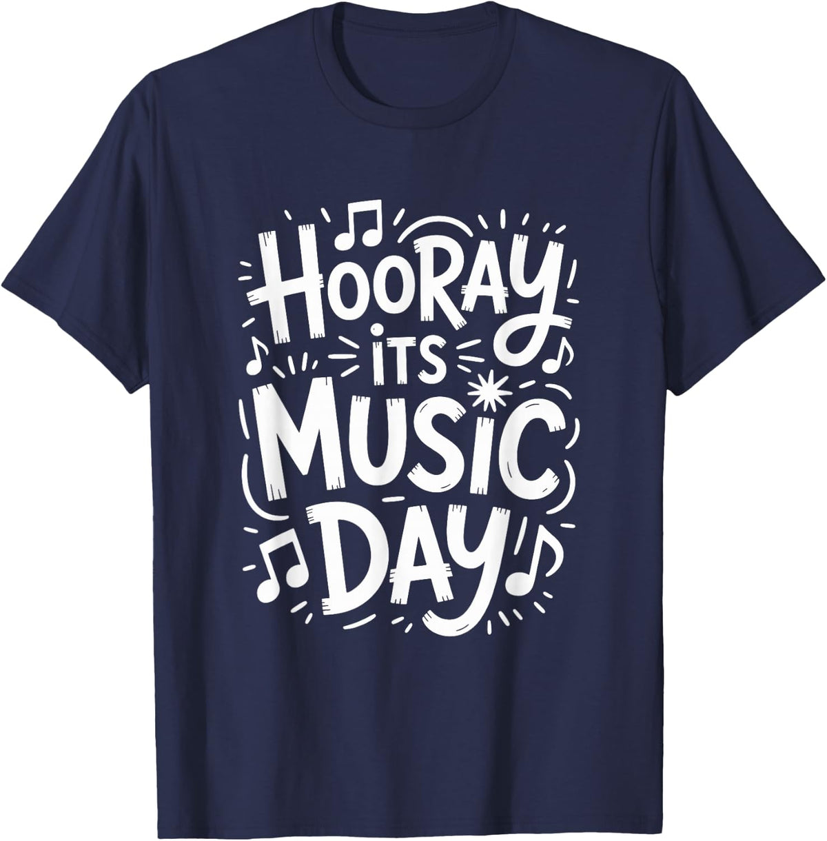Hooray Its Music Day, Singing Instrument Music Teacher T-Shirt - Navy Blue