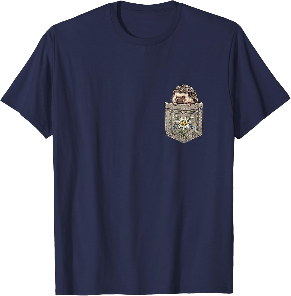 Wiesn Hedgehog Chest Pocket T-Shirt - Navy Blue
