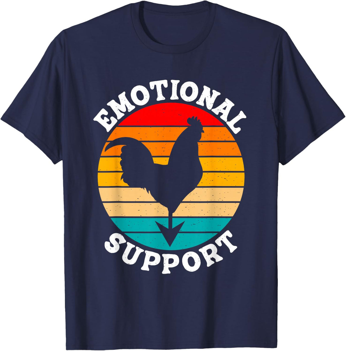 Retro Chicken Emotional Support Cock Fanny Vintage T-Shirt - Navy Blue
