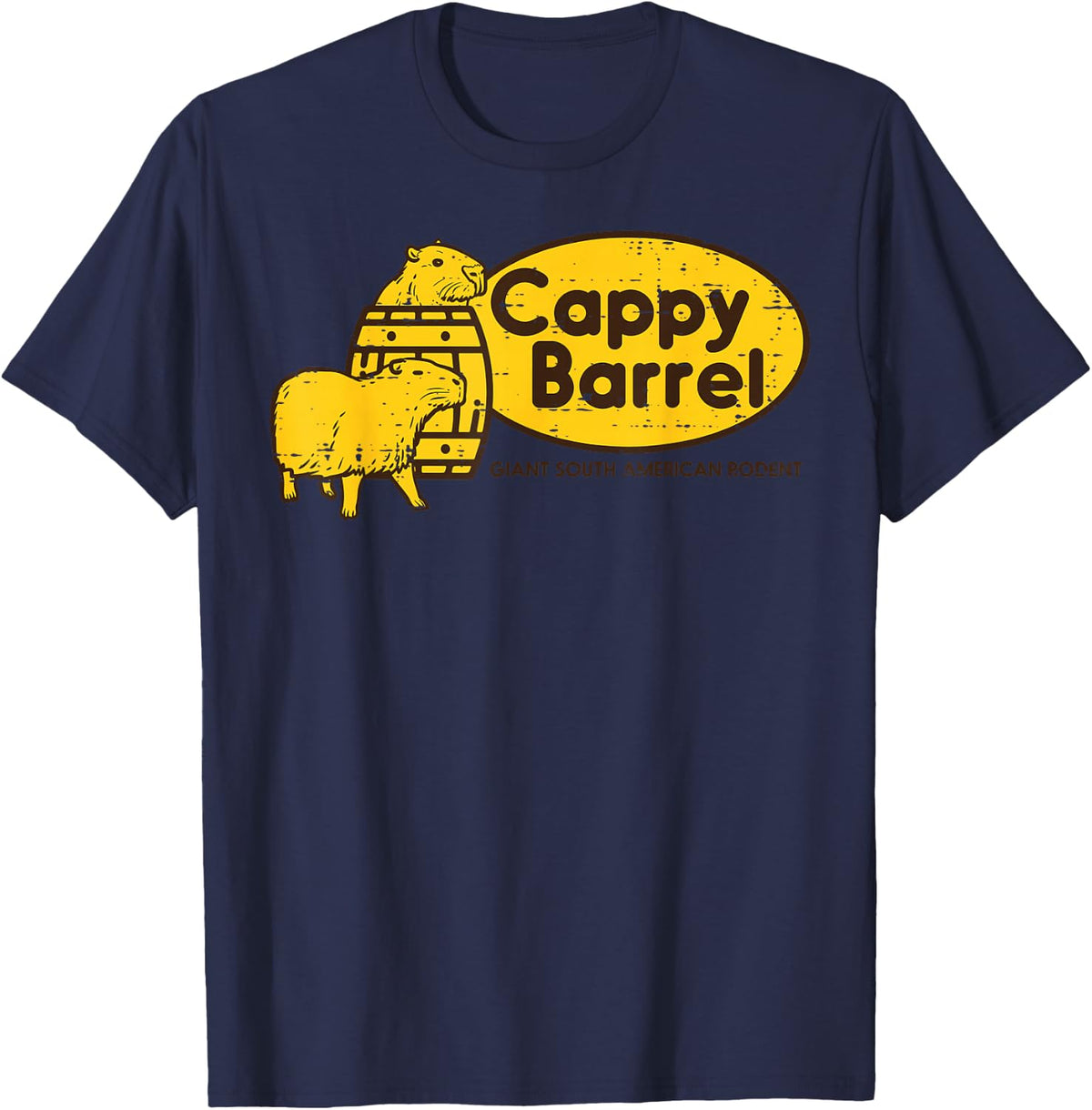 Capybara Cappy Barrel Giant South American Rodent Men Women T-Shirt - Navy Blue