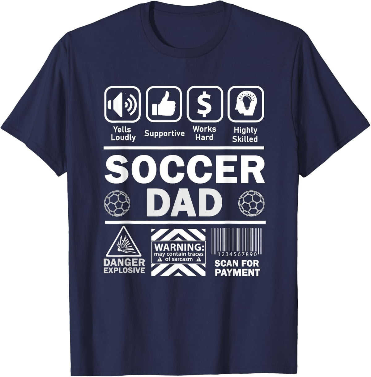 Soccer Dad Shirt Funny Contents of Sports Father Tee T-Shirt for Men - Navy Blue