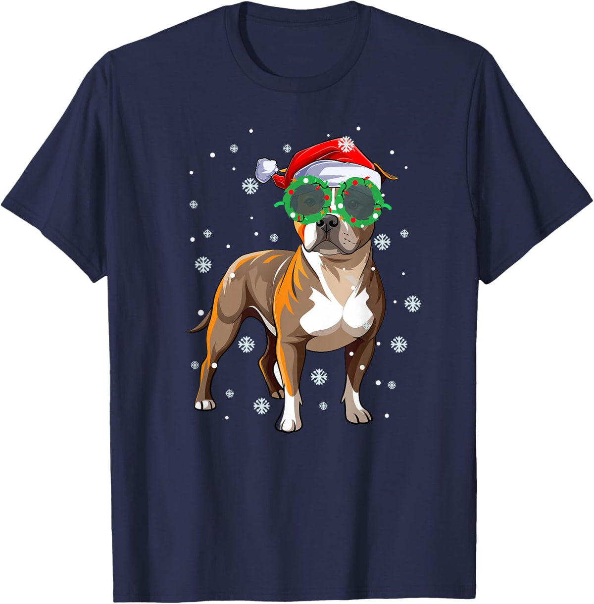 Pitbull Christmas Pitbull Dog Xmas Party T-Shirt - Navy Blue