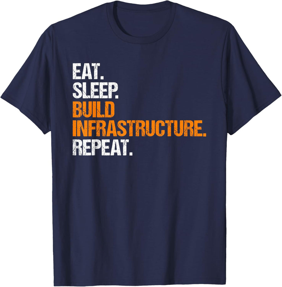 Infrastructure Engineer Eat Sleep Routine T-Shirt - Navy Blue