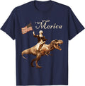 George Washington Riding a Tyrannosaurus Rex 'Merica T-Shirt T-Shirt - Navy Blue