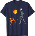 Funny Skeleton Pitbull Halloween Dog Mom Pet Lover T-Shirt - Navy Blue