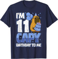 11 Years Capy Birthday to Me Boys 11th Birthday Capybara Tee T-Shirt - Navy Blue
