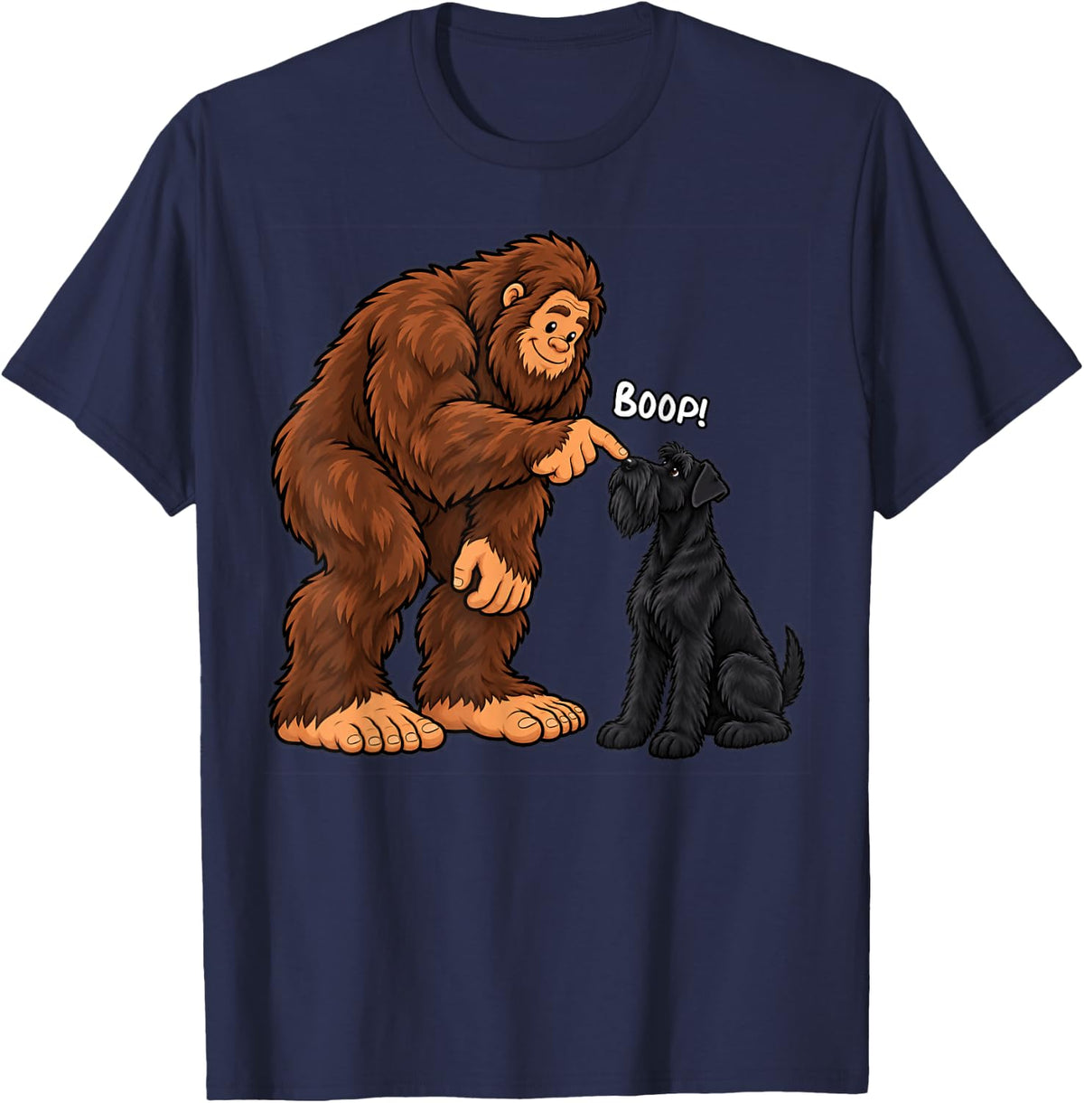 Bigfoot Boop Giant Schnauzer Funny Dog Lover T-Shirt - Navy Blue