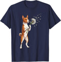 Basenji Dandelion Art Dog Wildflower T-Shirt - Navy Blue