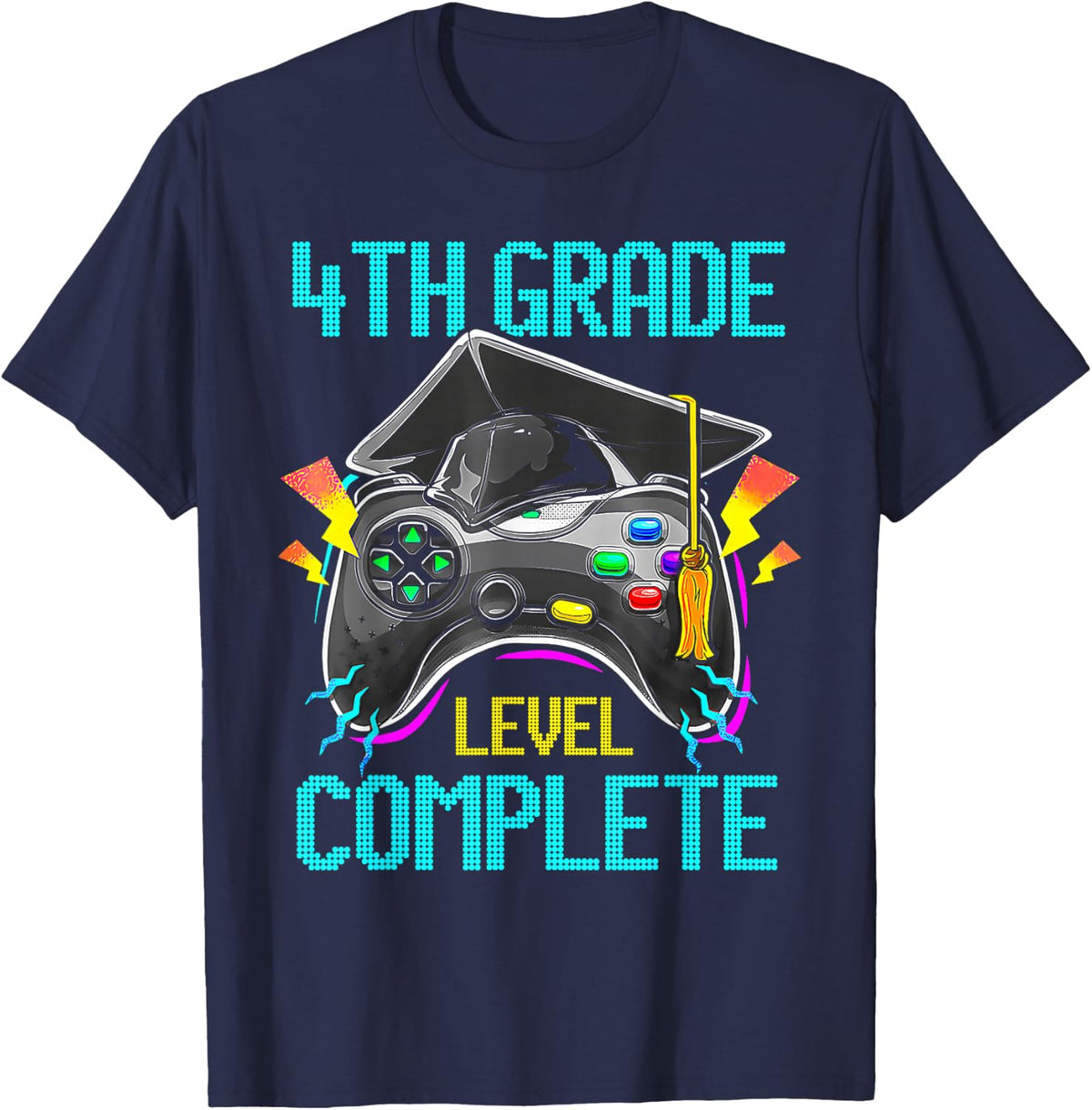 4th Grade Level Complete Last Day Of School Graduate Boys T-Shirt - Navy Blue