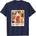 Cake First Please Funny Birthday Pig Lover T-Shirt - Navy Blue
