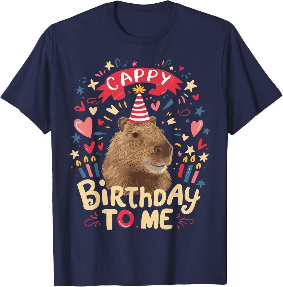 Cappy Birthday to Me Capy Birthday T-Shirt - Navy Blue