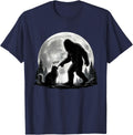 Fun Hand Boop Nose Bigfoot Sasquatch Full Moon Cat T-Shirt - Navy Blue