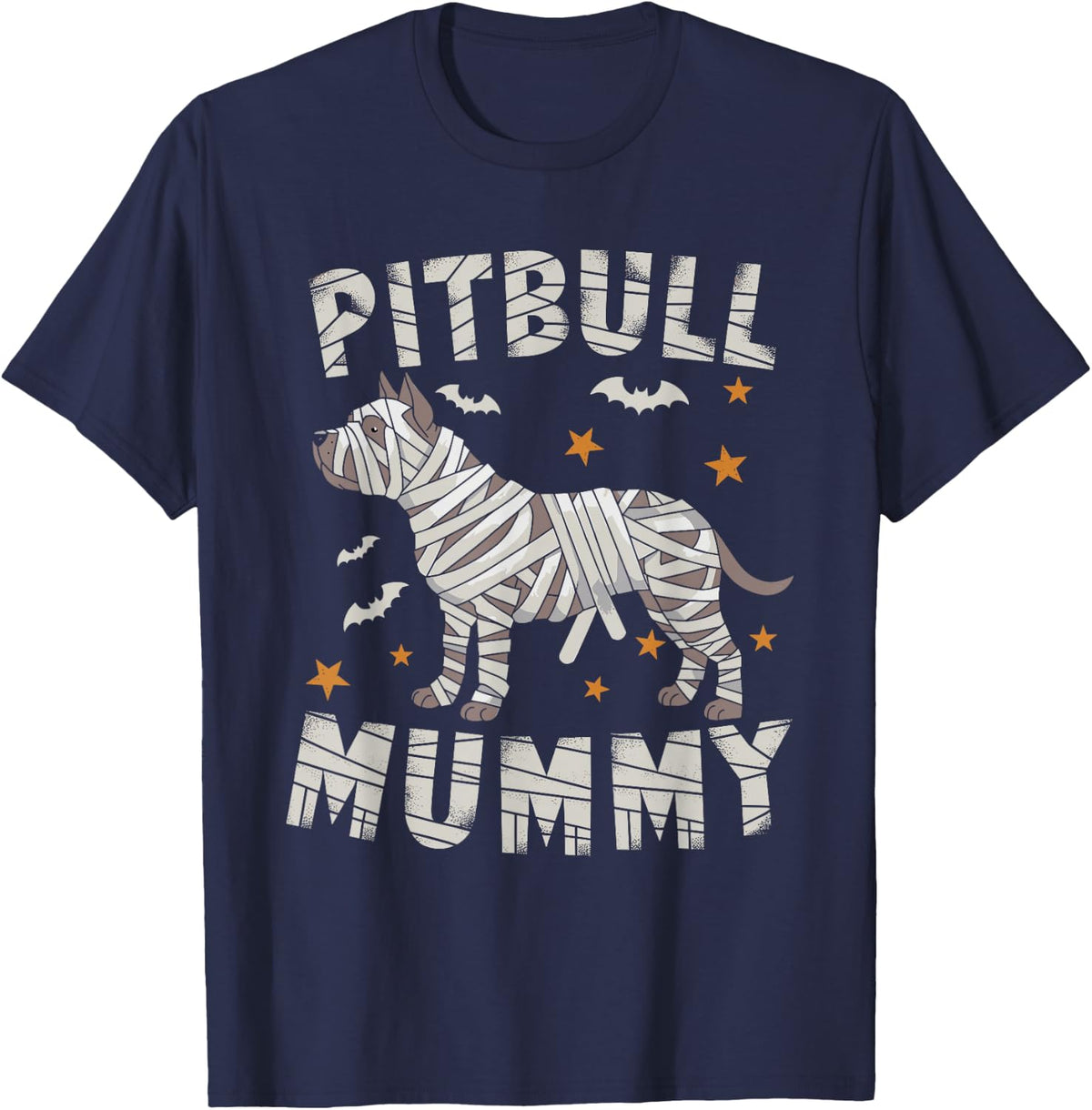 Halloween Costume Pitbull Lover Mummy Dog Owner T-Shirt - Navy Blue
