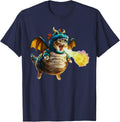 Funny Dragon Cat Costume Fire Breathing Spooky Meme T-Shirt T-Shirt - Navy Blue
