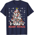 Pitbull Christmas Tree Merry Pitmas Tees T-Shirts Men Women Kids Dog Xmas - Navy Blue