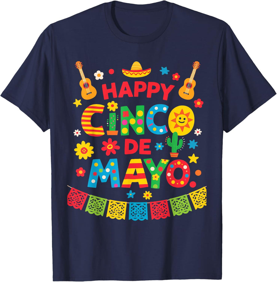 Happy Cinco De Mayo apparels Men Women Kids Mexican Fiesta T-Shirt - Navy Blue