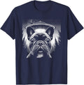 French Bulldog Selfie With UFO - Funny Graphic Alien Lover T-Shirt - Navy Blue