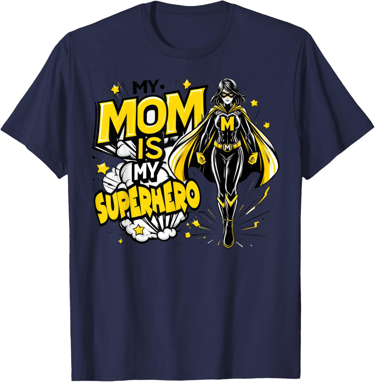 My Mom Is My Superhero Kids Cool Mother's Day Comic Lover T-Shirt - Navy Blue