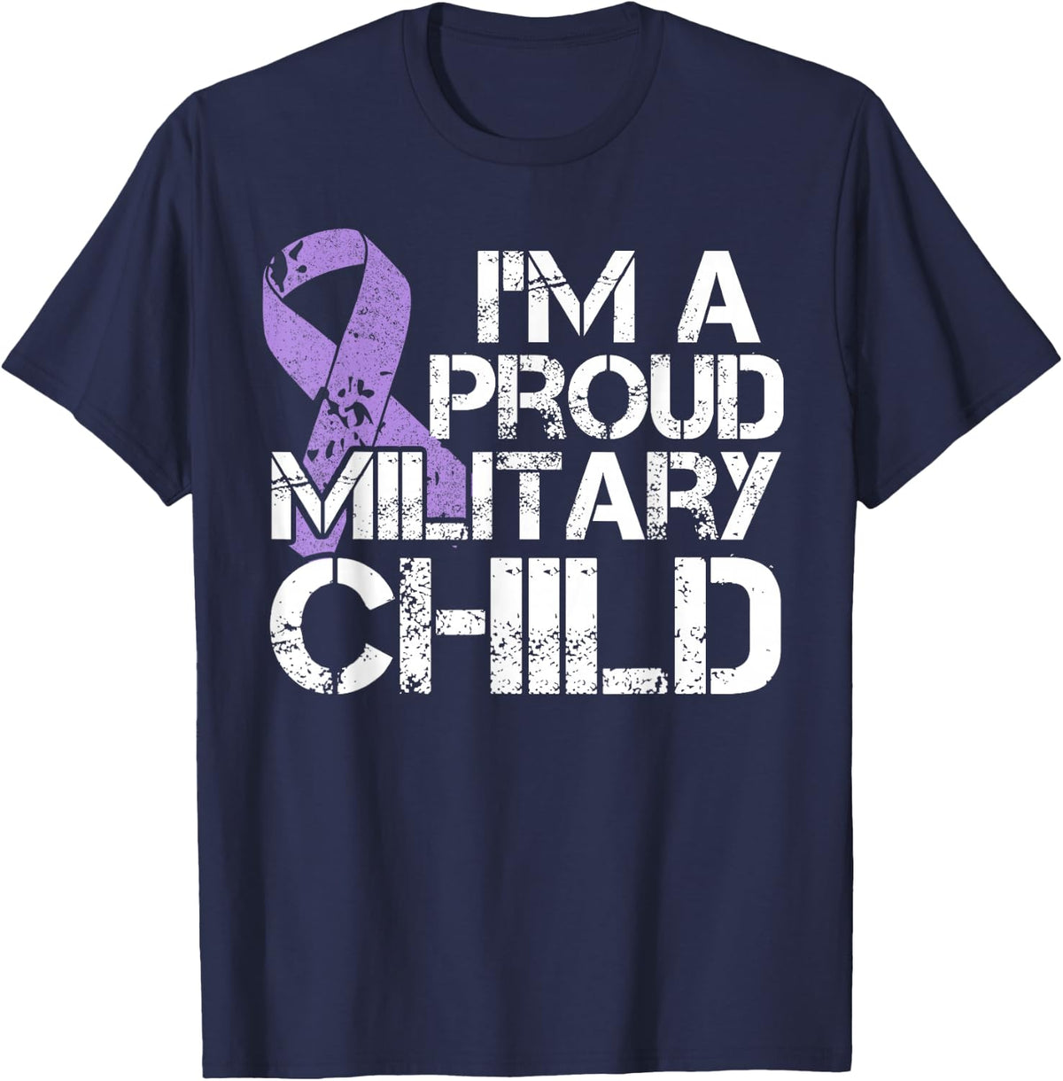 Purple Up Military Child Month T Shirts For Kids Proud Military Child Tees - Navy Blue