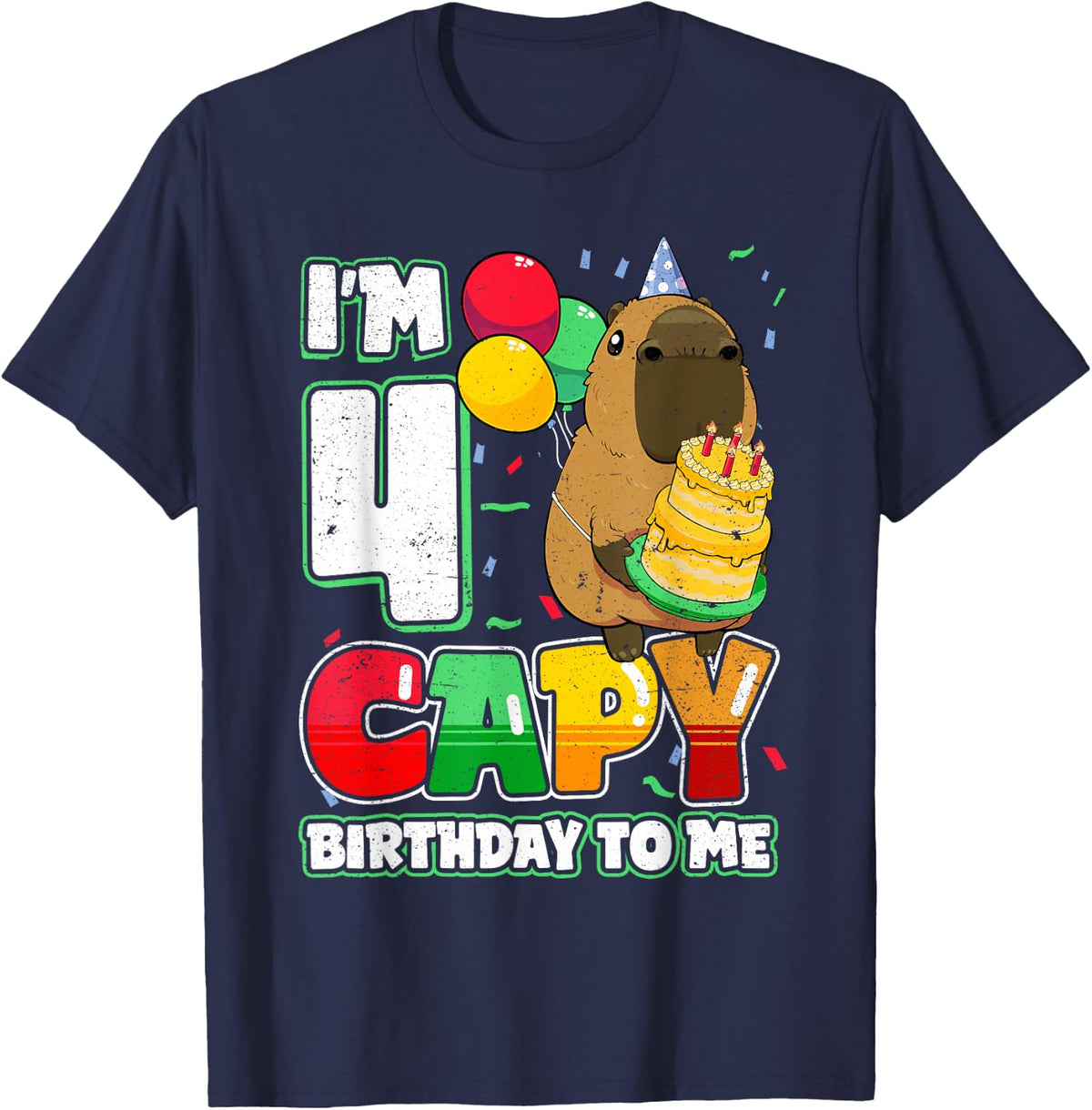 4 Years Old Capy Birthday to me 4th Birthday Capybara T-Shirt - Navy Blue