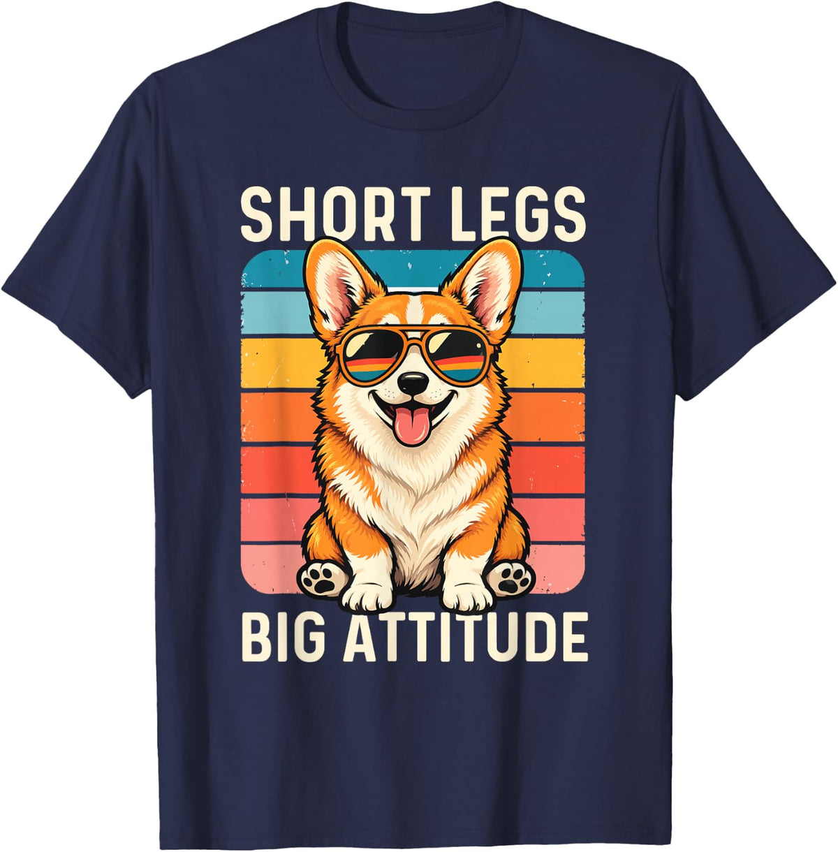 Short Legs Big Attitude - Welsh Corgi Dog Lover Corgi Dad T-Shirt - Navy Blue