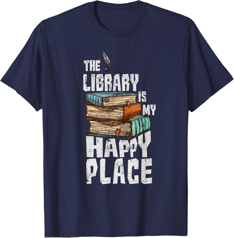 Librarian Shirt Funny Library Shirt Reading Book Lover Gift T-Shirt - Navy Blue
