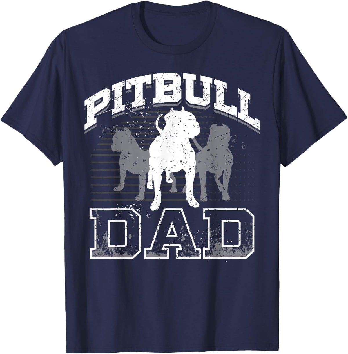 Dad Pitbull Lover Dog Owner Father Day Gift T-Shirt Tee for Men and Women - Navy Blue