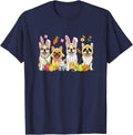 Easter Group French Bulldogs Cosplay Bunny Hunting Eggs T-Shirt - Navy Blue