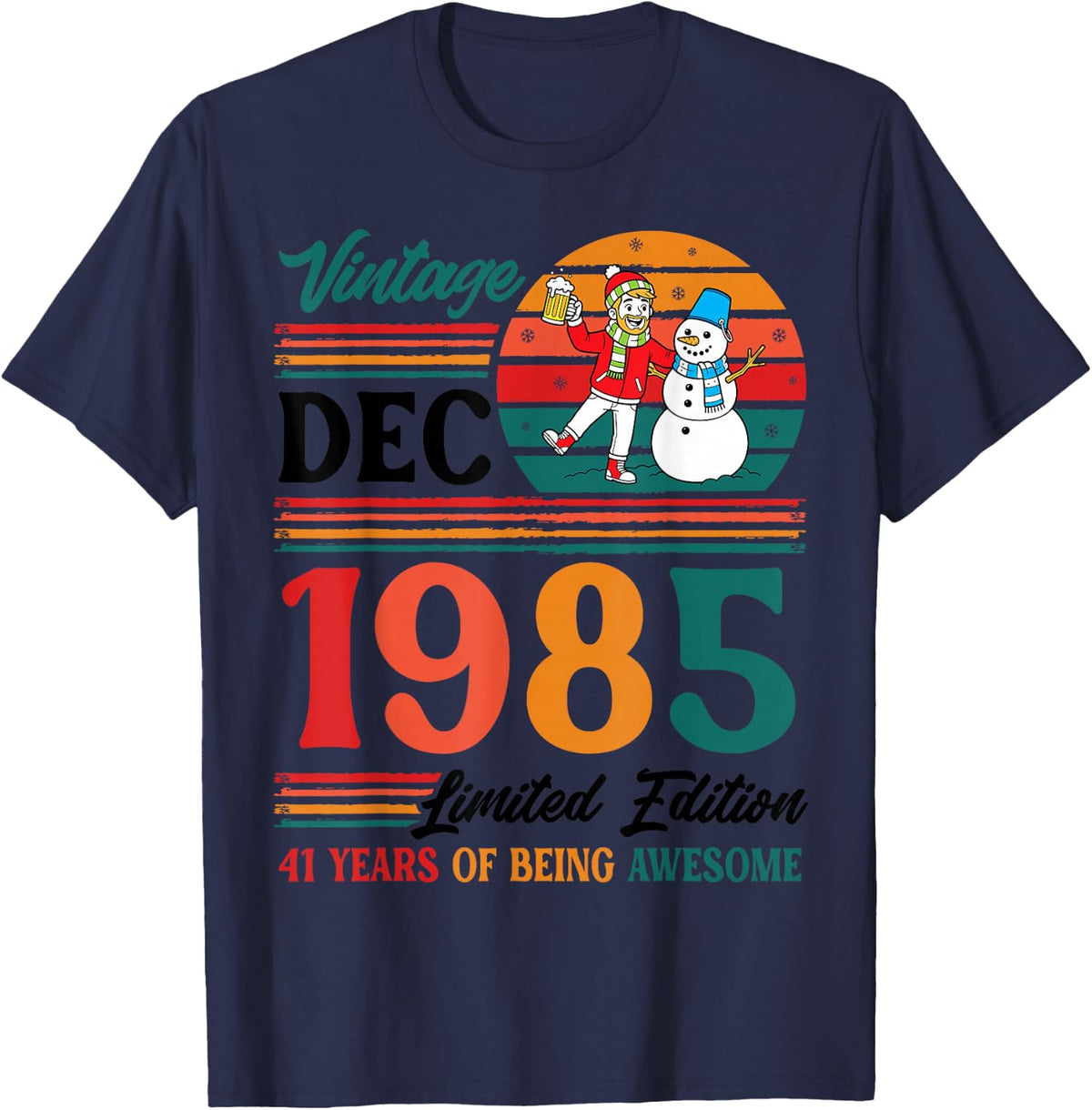 Vintage December 1985 Ltd Edition 41 Years of Being Awesome T-Shirt - Navy Blue