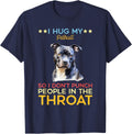 I Hug My Pitbull So I Dont Punch People In The Throat Dog T-Shirt - Navy Blue