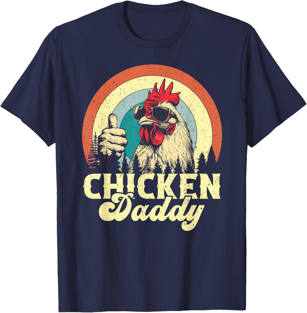 Chicken Daddy Vintage Poultry Farmer Funny Fathers Day T-Shirt - Navy Blue