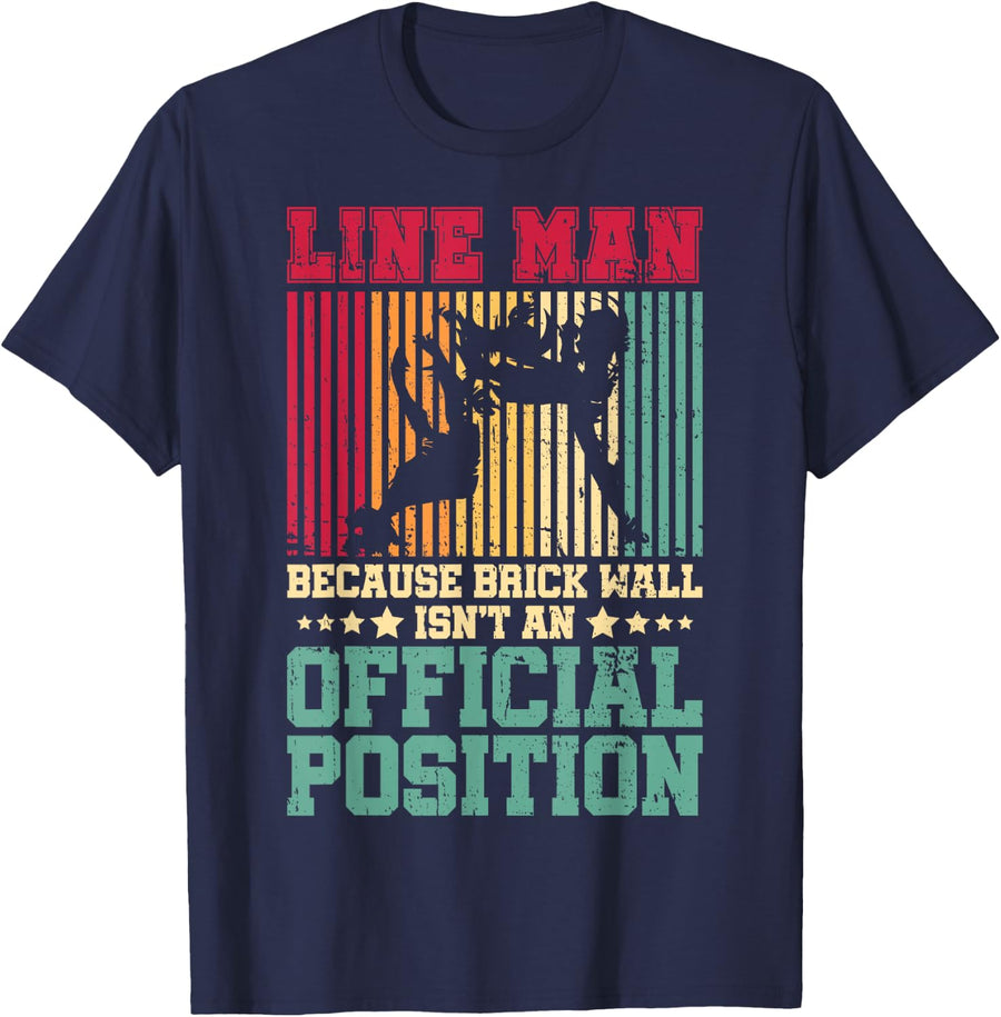 Football Lineman Defensive Lineman Because Brick Wall T-Shirt - Navy Blue