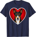 Tri-Color Basenji Heart T-Shirt - Navy Blue