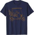 Retro Dog Pitbull Cart Driving Playing Golf Golfing Game Day T-Shirt - Navy Blue