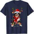 Bernese Mountain Christmas Lights Matching Family Dog Lover Men Women Kids T-Shirt - Navy Blue