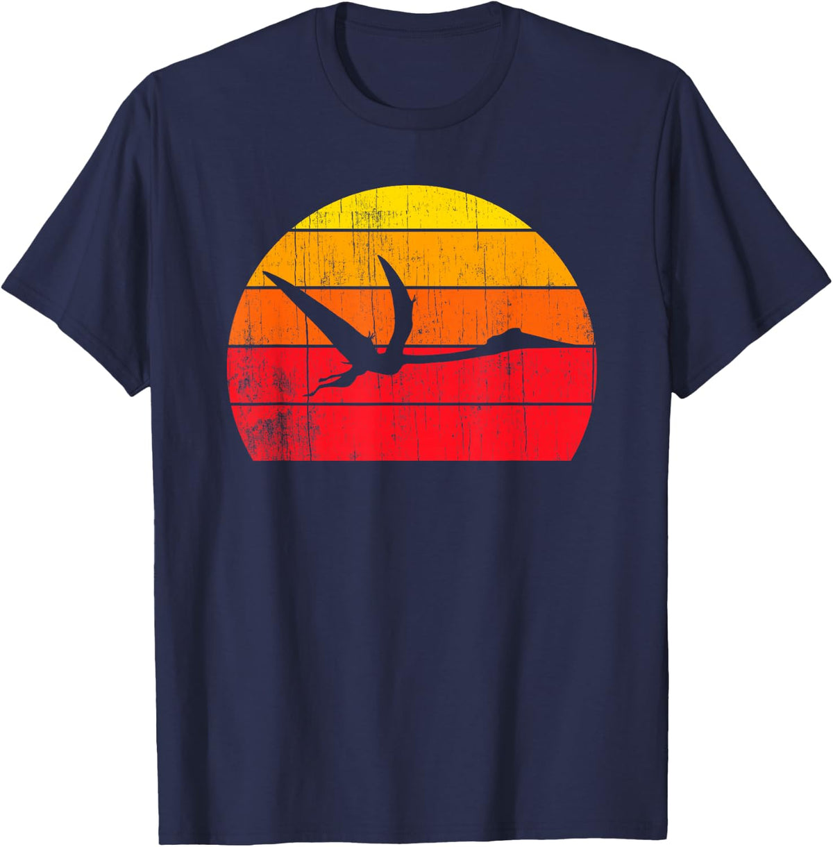 Quetzalcoatlus Vintage Retro Sunset Gift for Dinosaur Lover T-Shirt - Navy Blue