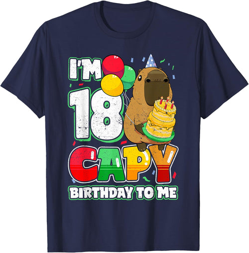 18 Years Old Capy Birthday to me 18th Birthday Capybara T-Shirt - Navy Blue