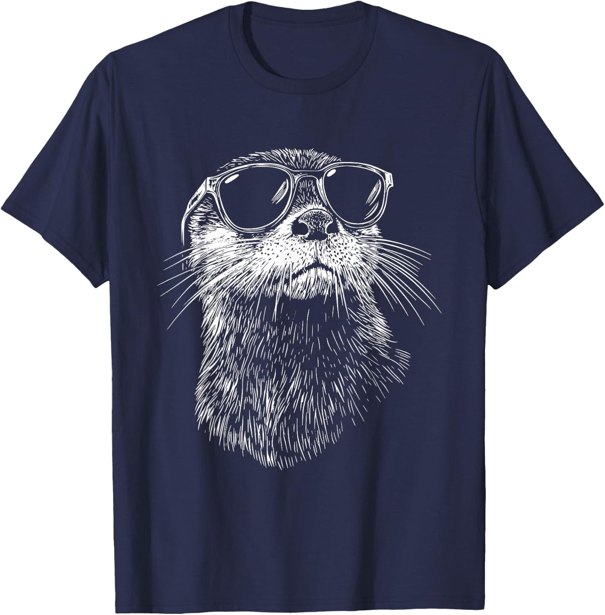 Funny Otter Sunglasses T-Shirt - Navy Blue