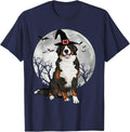Scary Bernese Mountain Dog Witch Hat Halloween T-Shirt for Men Women - Navy Blue