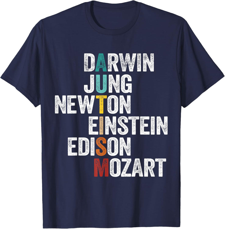 Autism Awareness Darwin Jung Newton Einstein Edison Mozart Tee Shirt For Kids Men Women - Navy Blue